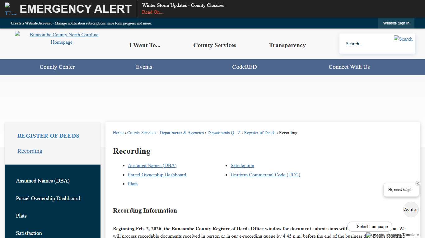 Recording Buncombe County, NC