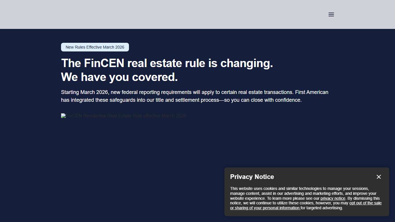 FinCEN Residential Real Estate Rule (RRE) – March 2026 First American