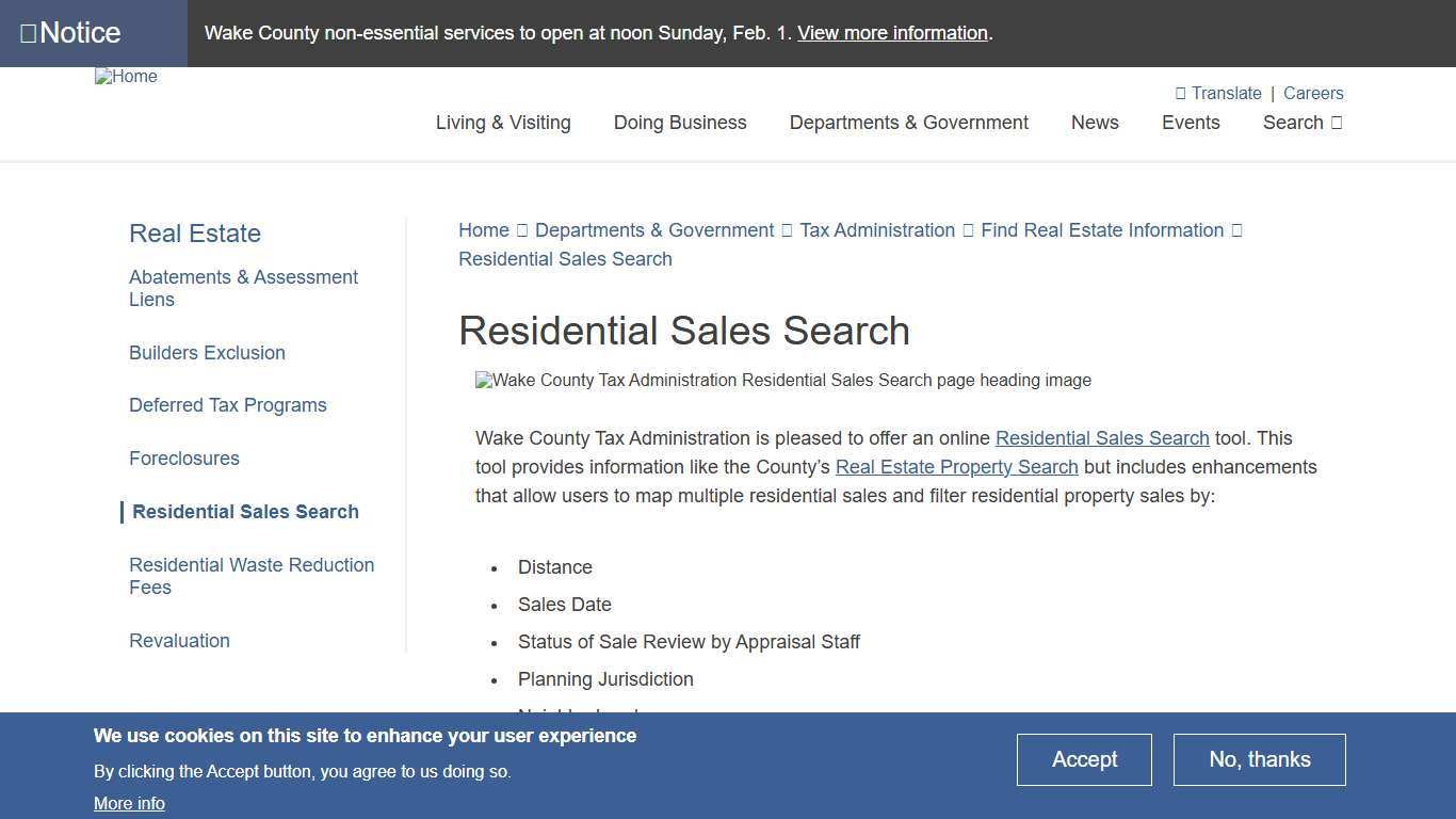 Residential Sales Search Wake County Government