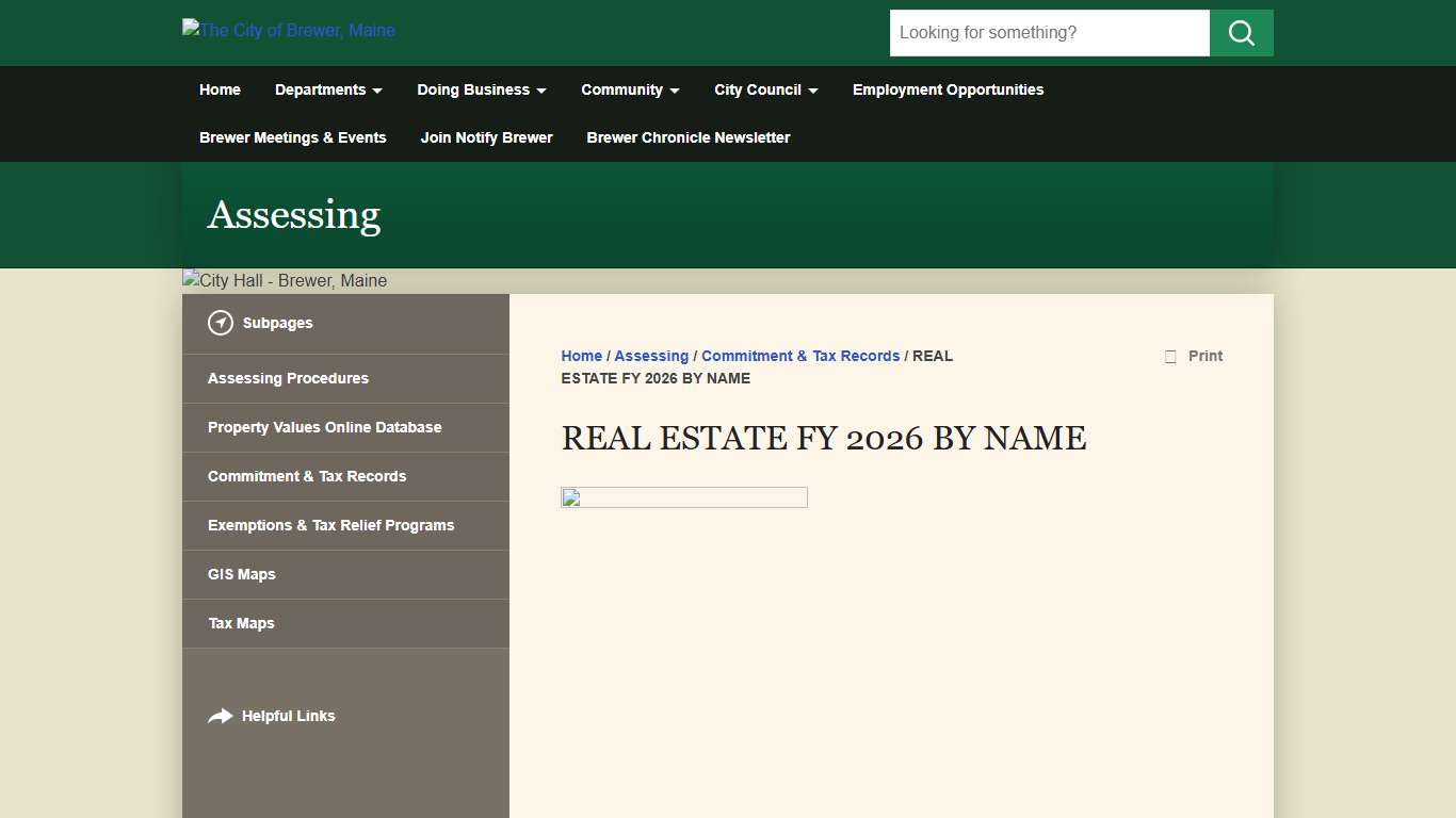 REAL ESTATE FY 2026 BY NAME • The City of Brewer, Maine