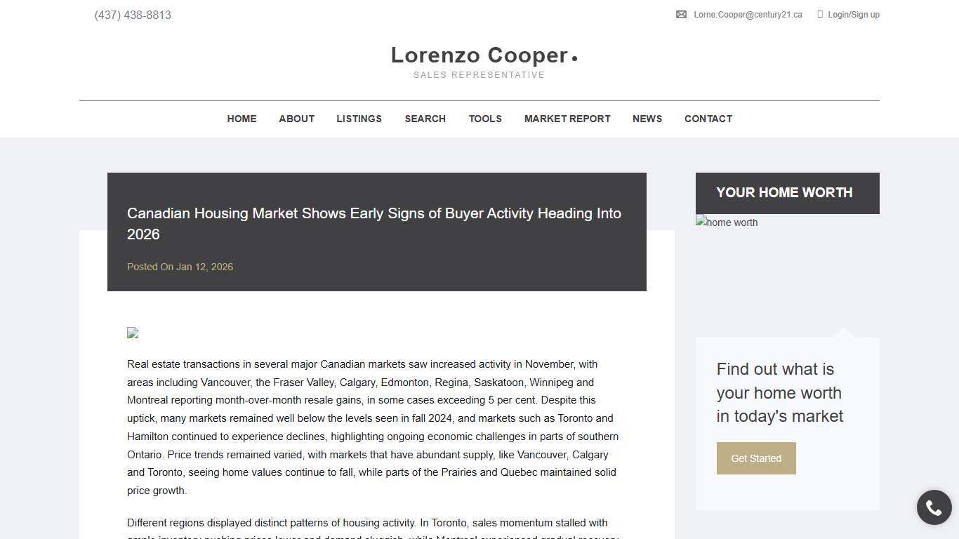 Canadian Housing Market Shows Early Signs of Buyer Activity Heading Into 2026 Lorne Cooper Sales Representative